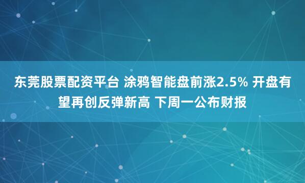 东莞股票配资平台 涂鸦智能盘前涨2.5% 开盘有望再创反弹新高 下周一公布财报